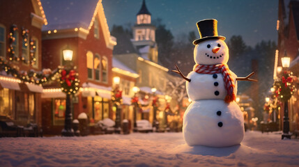 Obraz premium Bonhomme de neige, décoration pour fêter le jour de Noël, Joyeux Noël