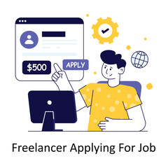 Freelancer Applying For Job Flat Style Design Vector illustration. Stock illustration
