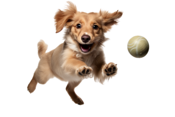 dog in motion, playing, running isolated on transparent background