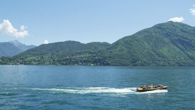 Yacht sailing on Lake Como, Italy