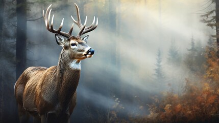A closeup of a whitetail deer looking towards the camera  - Powered by Adobe