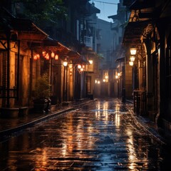 Moody, atmospheric alleyways and backstreets at night