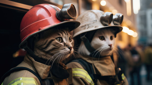 Cat icon (PFP)  Cat firefighter - Stock Illustration [106509363