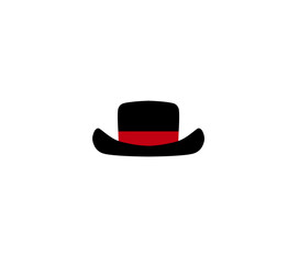 Vector illustration of a cartoon black hat with a red stripe