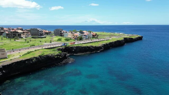 Tarrafal - Cape Verde Aerial View. Mountainous Green Santiago Island Landscape near Tarrafal. The Republic of Cape Verde is an island country in the Atlantic Ocean. Africa.