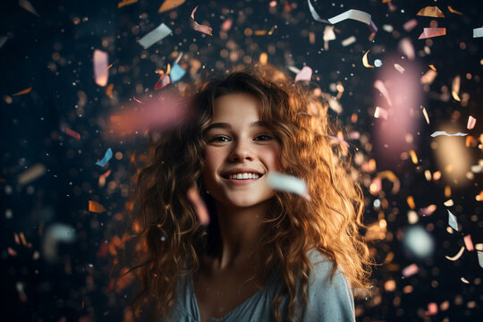 Generative AI image of positive carefree person celebrating holiday enjoying weekend having fun at a disco