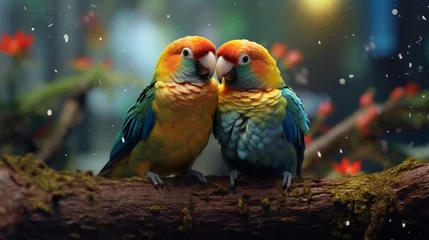 Raamstickers Pair lovebirds.Generative AI © sudipdesign