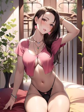 beautiful anime girl in underwear - Generative AI