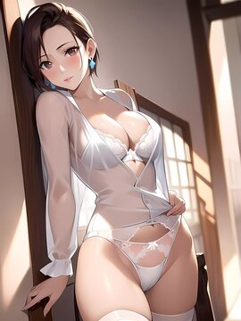 beautiful anime girl in underwear - Generative AI