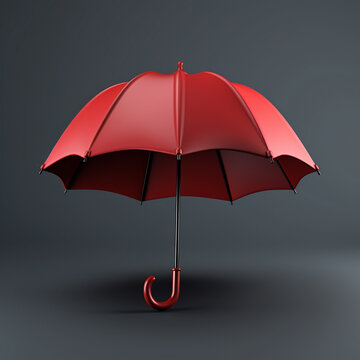 red umbrella isolated on white background 3d icon