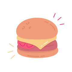 burger hamburger color flat icon on white background