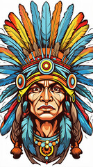 indigena , personagem de clipart colorido. Design de desenho animado para impress&atilde;o de camiseta, &iacute;cone, logotipo, etiqueta, patch ou adesivo. ilustra&ccedil;&atilde;o vetorial