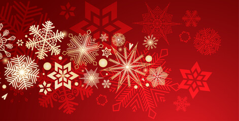 Festive Christmas background design. Different types of snowflakes.