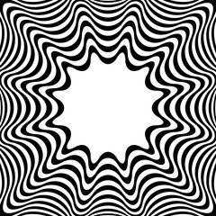 Abstract Op Art Wavy Lines Pattern with 3D Illusion Effect.