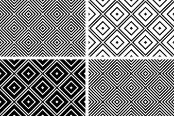 Set of Seamless Geometric Checked Patterns. - 653868585