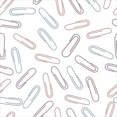 seamless pattern of paper clips of different colors. Wallpaper. gift paper. Simple pattern, Stationery. Vector illustration.