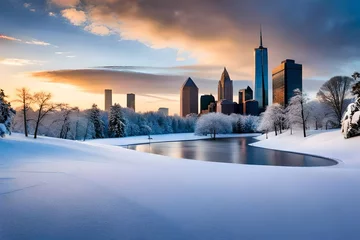 Photo sur Plexiglas Chicago sunset in the city