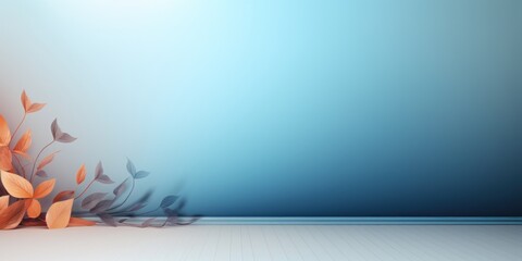 For your advertisements Delicate blue background with transparent leaves on branches. AI generation 