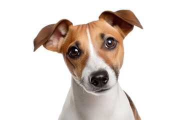 Dog portrait isolated on white background. Jack Russell Terrier looking at camera