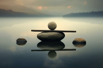 A peaceful balance in the water level. Generative AI