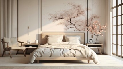 the interior of a stylish bedroom with minimalist design elements