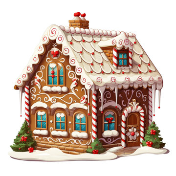 Gingerbread house on transparent background © LaxmiOwl