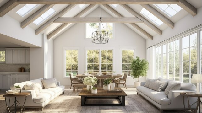 Luxury home, white interior living room