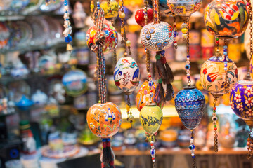 Colorful turkish ceramic balls as souvenirs - obrazy, fototapety, plakaty