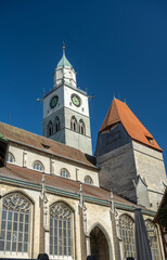 Obraz premium Ueberlingen on Lake Constance, cathedral St. Nikolaus. Germany, Europe.