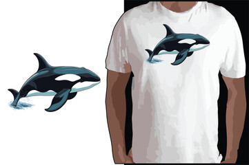 Hand Drawn Solid Color Orca Illustration