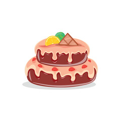 Cake is one of the main decorations of the festive table, vector, chocolate, cream, ice-cream, isolate, lemon, background, package, sugar, strawberry, dessert, shadow