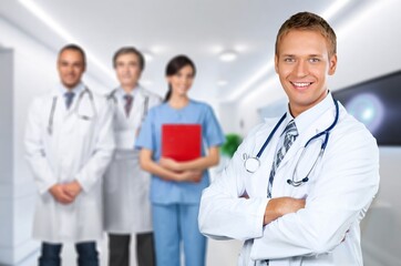 Fototapeta premium Portrait of smiling medical nurse looking at camera.