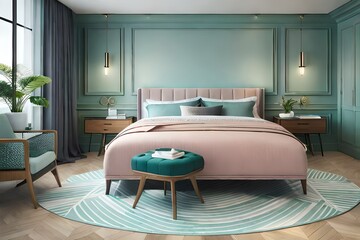 room with bed, trendy bedroom interior design