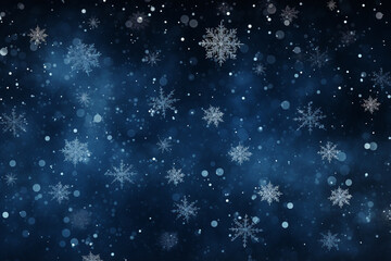 Obraz premium Deep Blue Background With Sparkling Snowflake Constellations