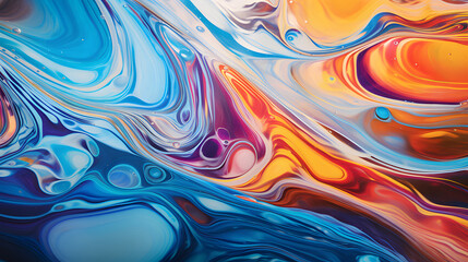 A mesmerizing image of vibrant paint swirls forming an abstract and artistic background, capturing the dynamic and creative essence of fluid art, Generative AI