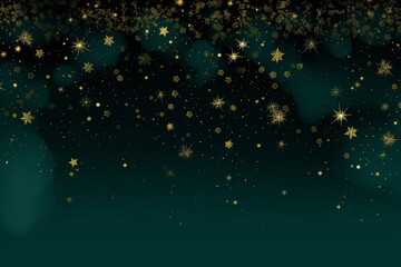 Deep Green Gradient With Scattered Gold Snowflakes