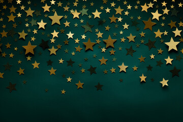 Delicate Golden Stars On A Deep Forest Green Background