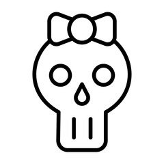 Outline Woman Skull head icon