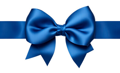 Blue ribbon and bow isolated on transparent background. Generative AI