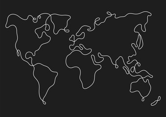 World map continuous line vector illustration