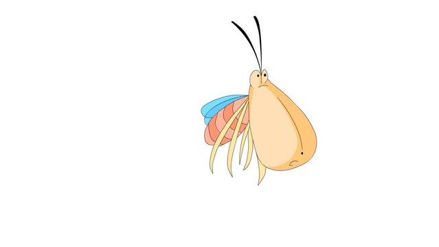 Flying insect, cartoon bug background and 2d animation, creature flying 
