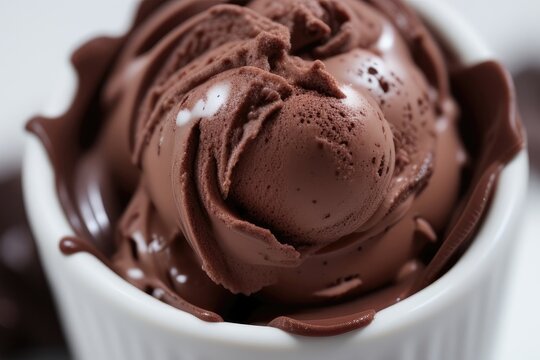 Chocolate ice cream closeup. Texture background photo.