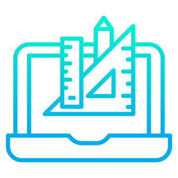 laptop with ruler, pencil, triangle, gradient clip art preview