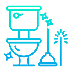 Outline gradient Clean Toilet icon
