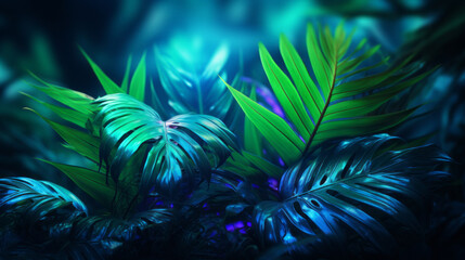 Group background of dark green tropical leaves.