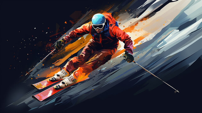 ski , esquiando na neve 