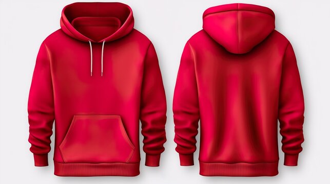Vorder und R&uuml;ckseite eines roten Hoodys / Kaputzenpullovers