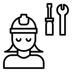 Outline Woman worker Tool icon
