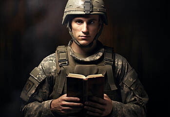 soldado de cristo lendo a biblia , fé e esperança cristã 