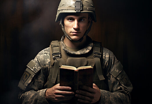 soldado de cristo lendo a biblia , f&eacute; e esperan&ccedil;a crist&atilde; 